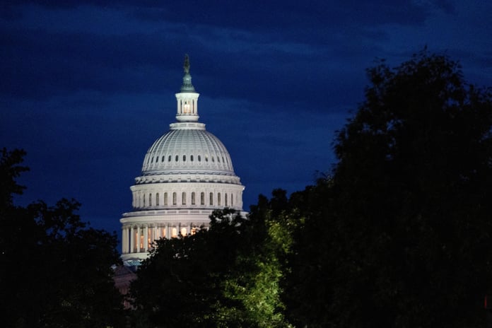 A general view of the U.S. Capitol in Washington DC as Congress voted on the Iran war powers resolution