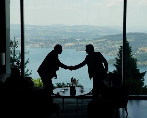 US and Iranian delegations at the Bürgenstock talks where the US-Iran memorandum was signed