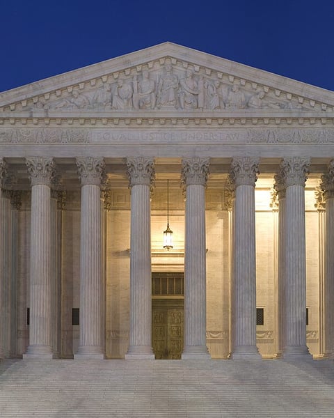 The US Supreme Court building in Washington DC, whose landmark gun ruling in Wolford v. Lopez underpins the DOJ lawsuit against California's Glock ban