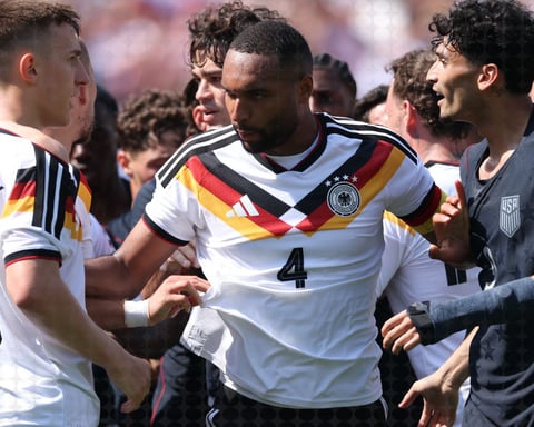 United States men's national team players during their 2-1 loss to Germany at Soldier Field in Chicago June 6 2026