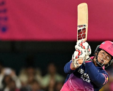 Vaibhav Sooryavanshi of Rajasthan Royals plays a shot during IPL 2026