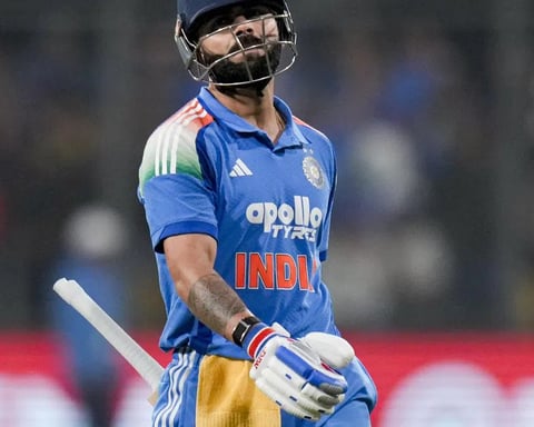 Virat Kohli batting for India, now ruled out of Afghanistan ODI series 2026 with hamstring injury