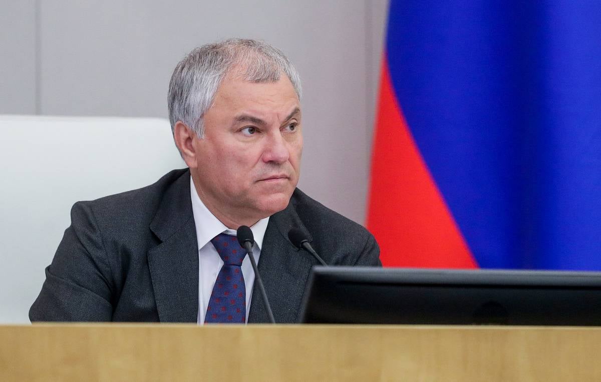 State Duma Speaker Vyacheslav Volodin at plenary session demanding end to US sanctions on Cuba, North Korea and Iran