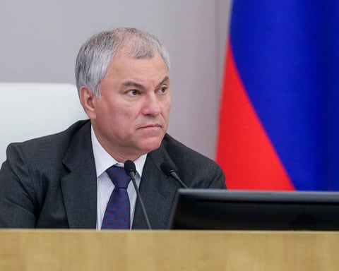 State Duma Speaker Vyacheslav Volodin at plenary session demanding end to US sanctions on Cuba, North Korea and Iran