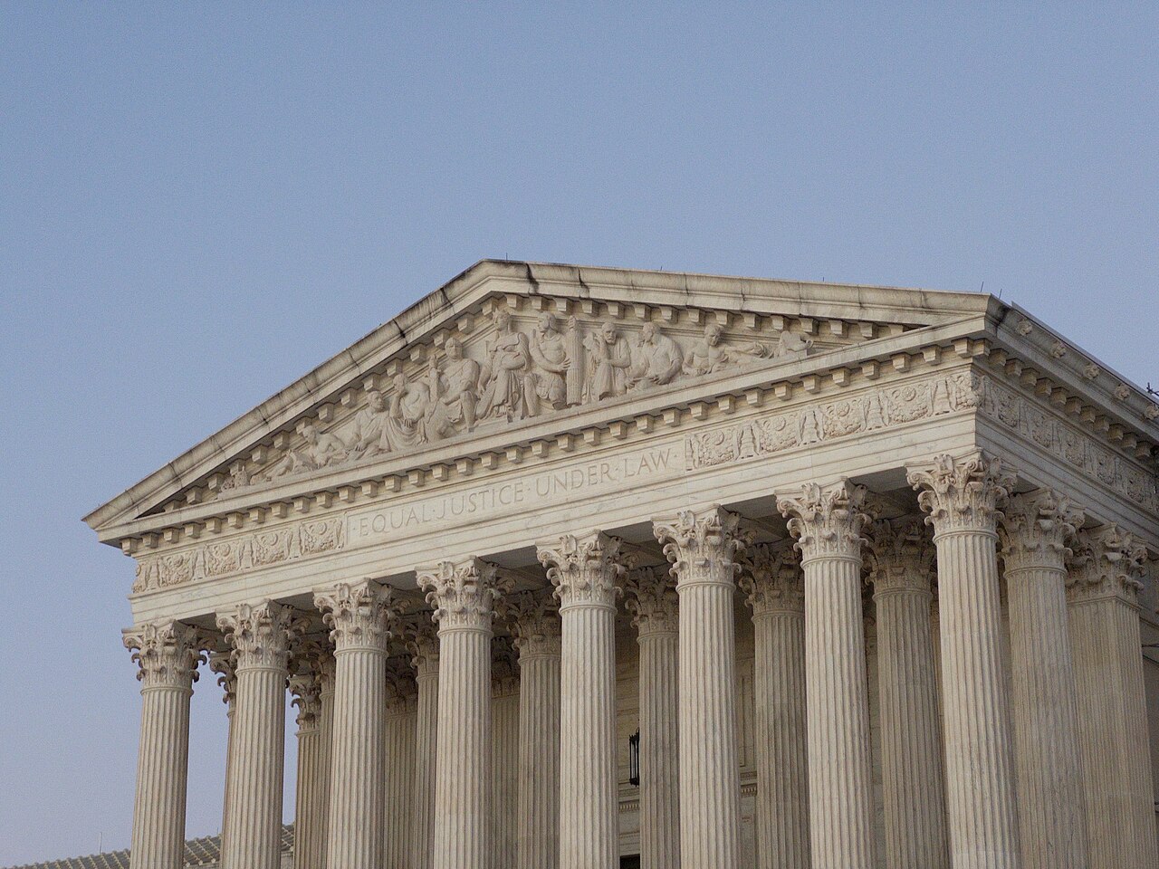 West pediment of the United States Supreme Court Building photographed in 2024