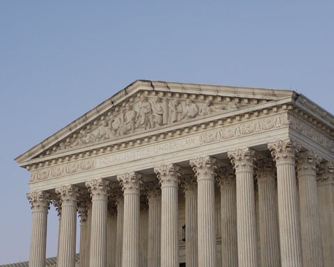 West pediment of the United States Supreme Court Building photographed in 2024