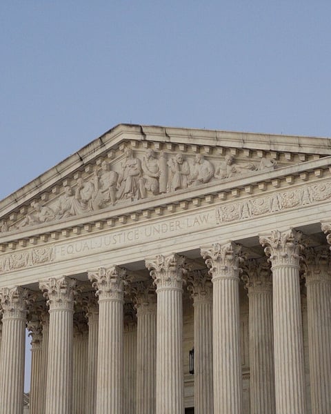 West pediment of the United States Supreme Court Building photographed in 2024