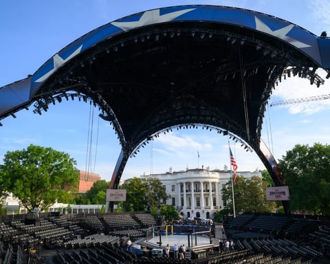 UFC Freedom 250 arena and Claw structure on the South Lawn of the White House before the fight