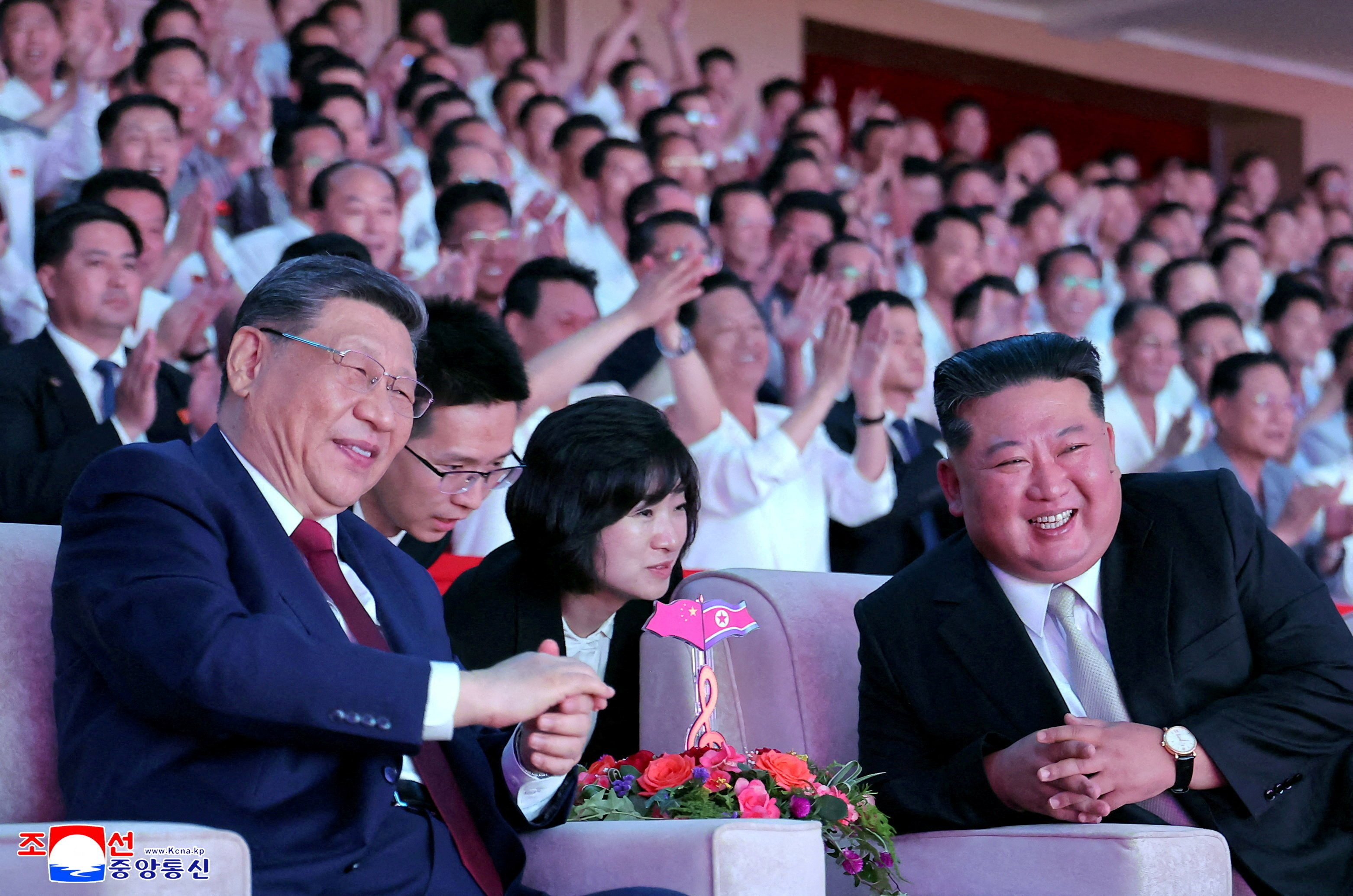 Xi Jinping and Kim Jong Un together during the Chinese leader's state visit to Pyongyang