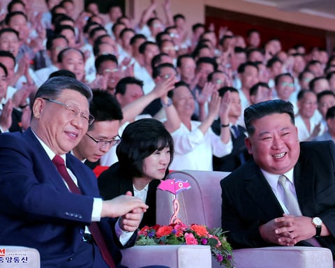 Xi Jinping and Kim Jong Un together during the Chinese leader's state visit to Pyongyang