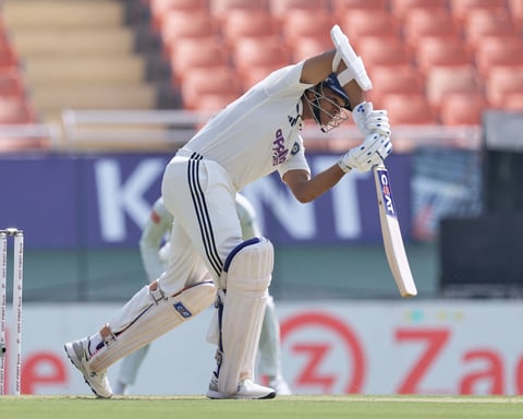 Yashasvi Jaiswal bats on day one of the India vs Afghanistan Test in New Chandigarh June 2026