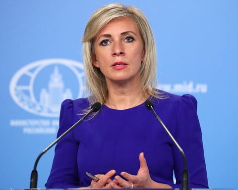Russian Foreign Ministry spokeswoman Maria Zakharova speaking at a briefing on the Iran conflict June 2026