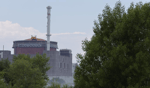 Aerial view of the Zaporizhzhia Nuclear Power Plant with cooling towers in southern Ukraine