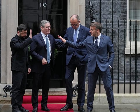 Zelensky Macron Merz Starmer at Downing Street London summit June 2026