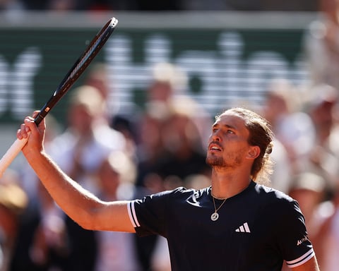 Alexander Zverev acknowledges the crowd after his French Open 2026 semifinal win over Jakub Mensik at Court Philippe-Chatrier