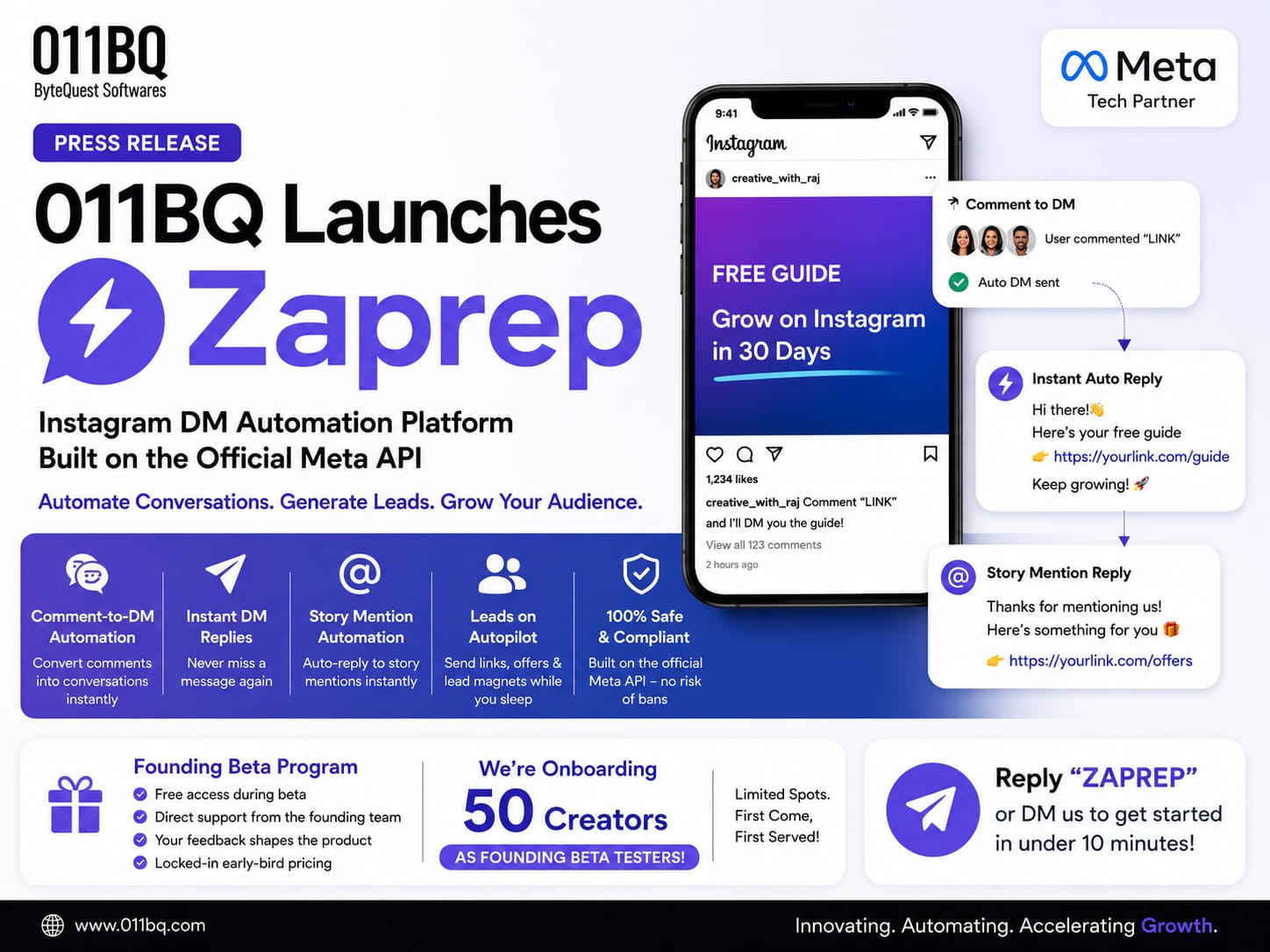 011BQ Introduces Zaprep: A Meta API-Powered Instagram DM Automation Platform for Creators and Businesses
