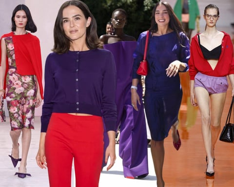 Purple and red color combination summer 2026 fashion trend on the runway