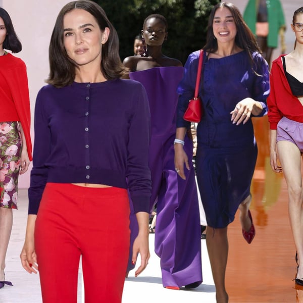 Purple and red color combination summer 2026 fashion trend on the runway