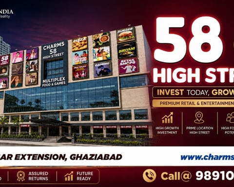 Best Retail Shop Investment Opportunity in Commercial Project Raj Nagar Extension, Ghaziabad – Charms 58 High Street