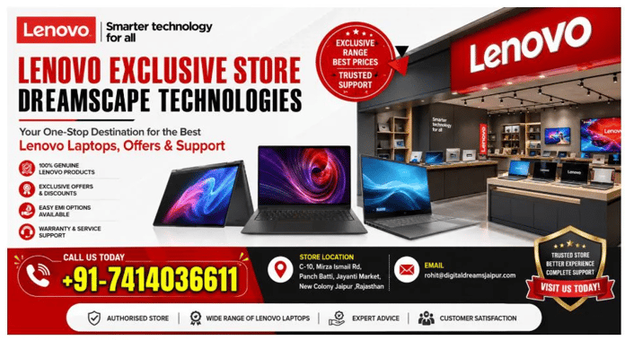 Lenovo Exclusive Store - Dreamscape Technologies: Your Trusted Destination for Lenovo Laptops in Jaipur