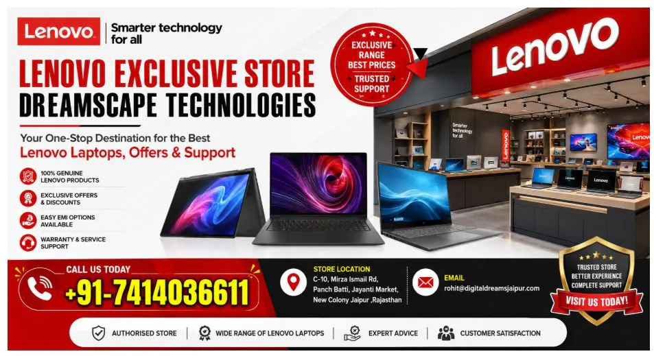 Lenovo Exclusive Store - Dreamscape Technologies: Your Trusted Destination for Lenovo Laptops in Jaipur