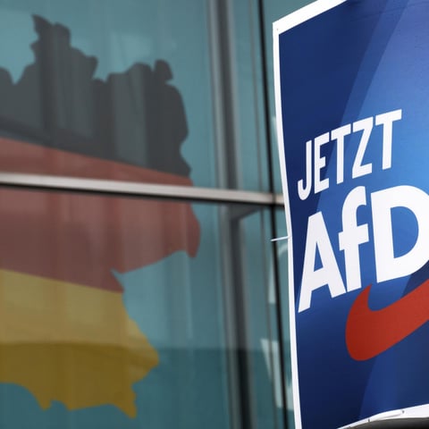 AfD and CDU election campaign posters side by side in Germany 2025