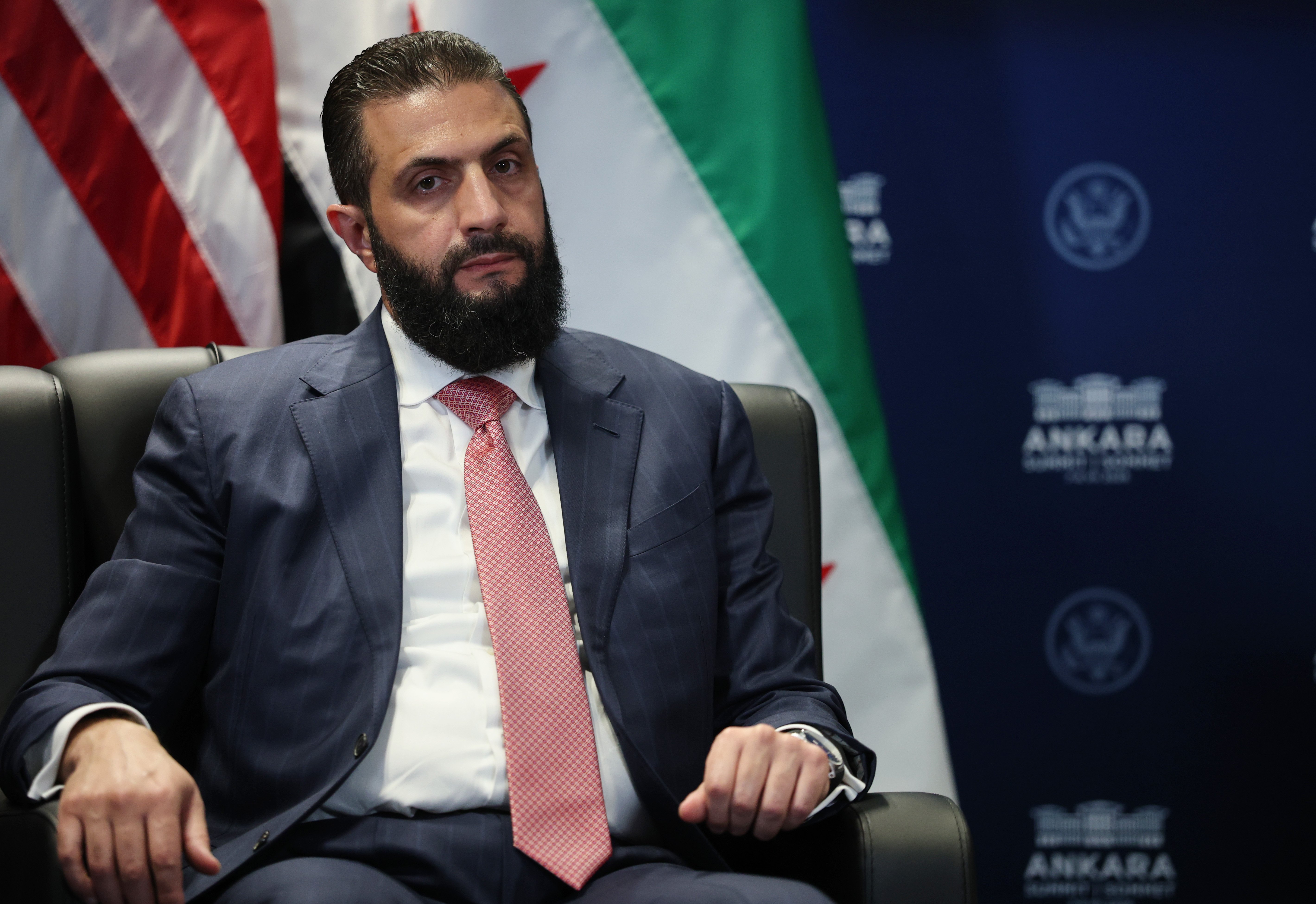 Syrian interim President Ahmed al-Sharaa, who drove Syria's diplomatic normalization including the 47-year US terrorism designation removal
