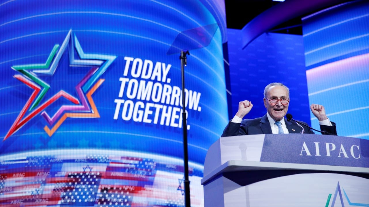 AIPAC logo and Capitol Hill as Democrats face fundraising cutoff over Israel aid vote