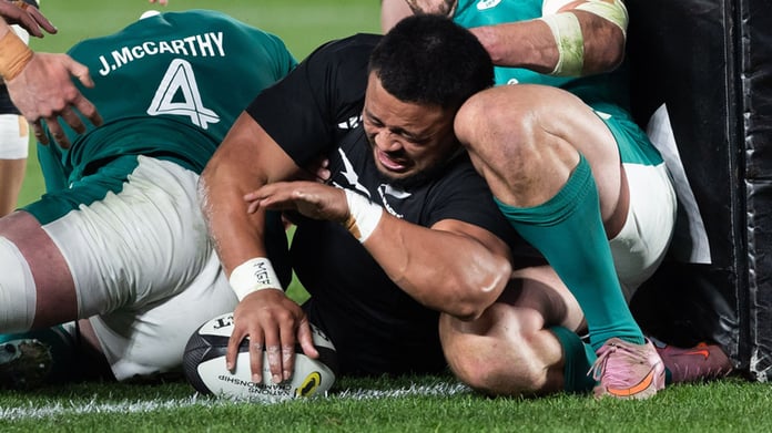 All Blacks hooker Asafo Aumua in Nations Championship action
