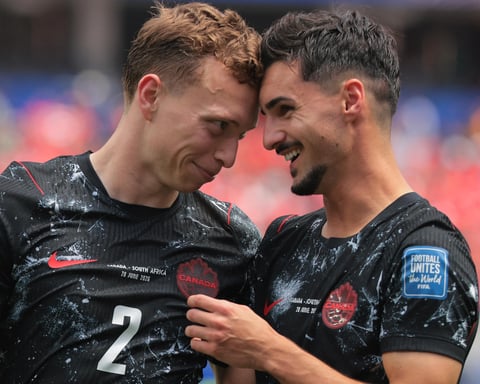 Alphonso Davies in action for Canada against South Africa at the 2026 FIFA World Cup