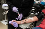 Blood donor at an American Red Cross donation center as the organization declared a national blood supply crisis