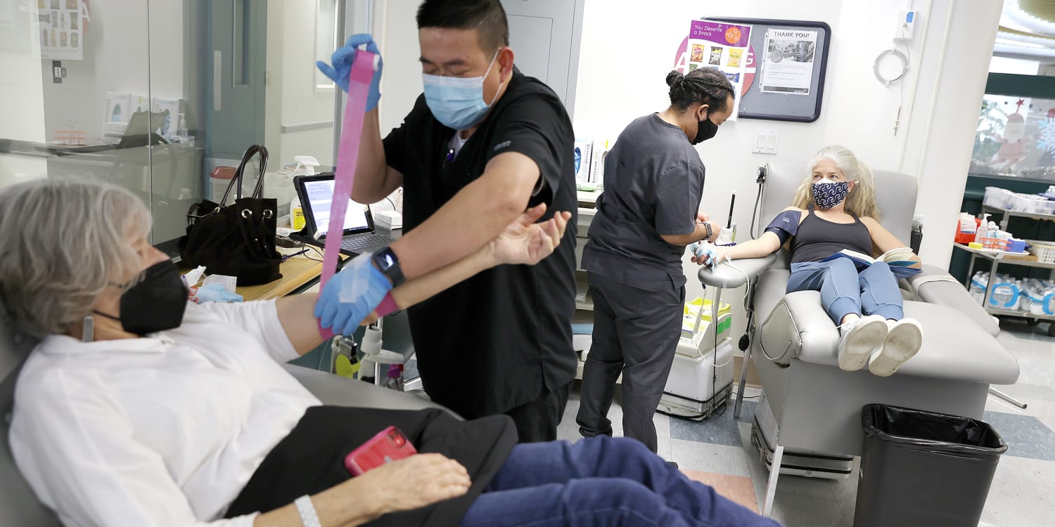 Blood donors at an American Red Cross donation drive during a national blood supply shortage
