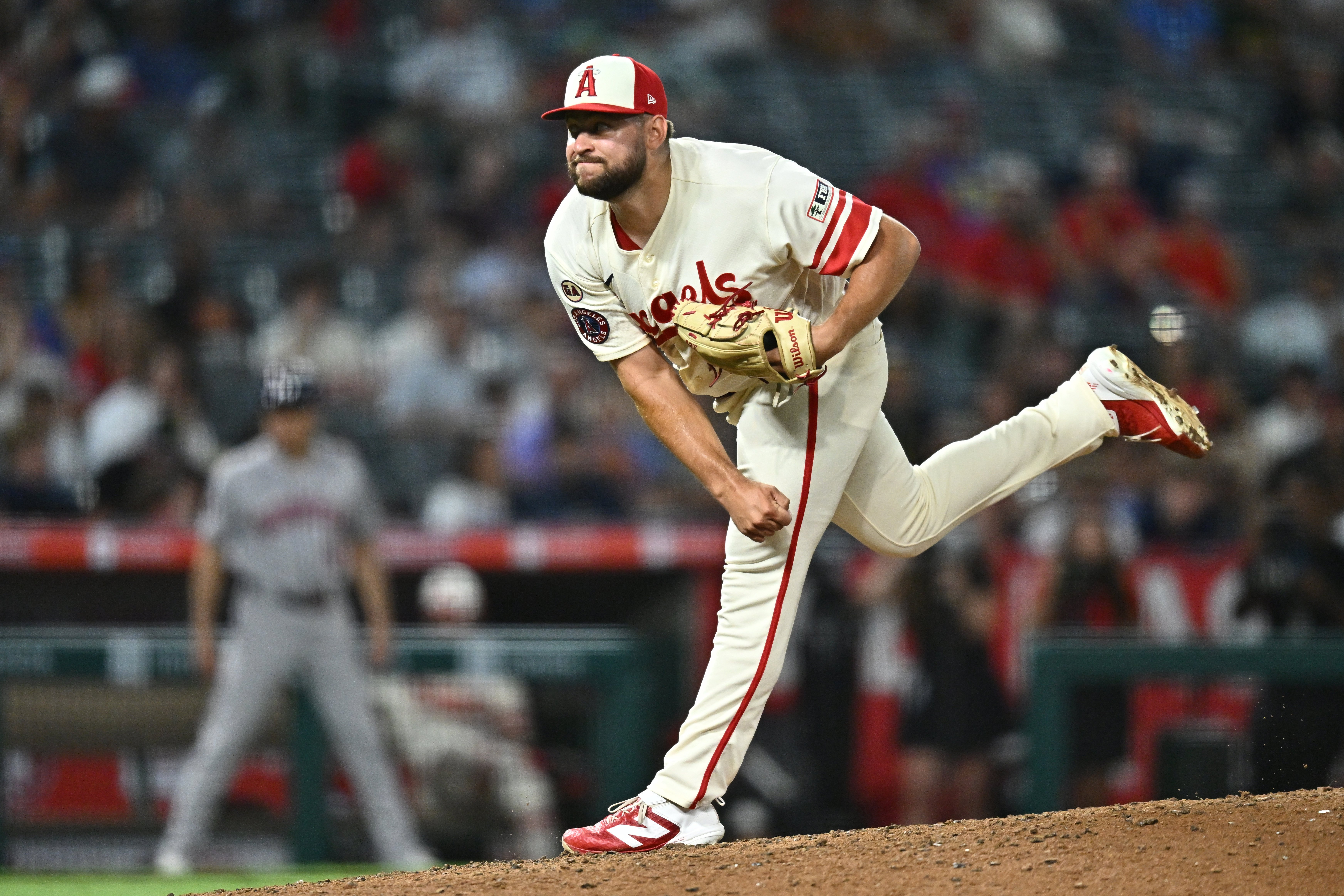 Los Angeles Angels players at Angel Stadium during a July 2026 game against the Houston Astros