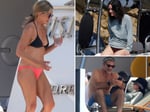 Jennifer Aniston Courteney Cox Pedro Pascal aboard David Geffen Rising Sun superyacht off Mallorca