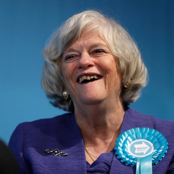 Ann Widdecombe speaking at a Reform UK Brexit Party event in London