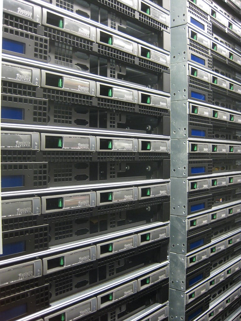 Server rack hardware used in AI data centers and cloud computing infrastructure