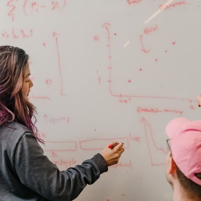 Anthropic team members collaborating at a whiteboard in the AI company's office, whose $5 billion stake anchors the Situational Awareness fund
