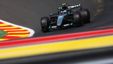 Kimi Antonelli driving his Mercedes at Spa-Francorchamps Belgian GP 2026
