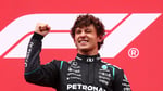 Kimi Antonelli celebrates winning the 2026 Belgian Grand Prix at Spa-Francorchamps for his sixth victory of the season