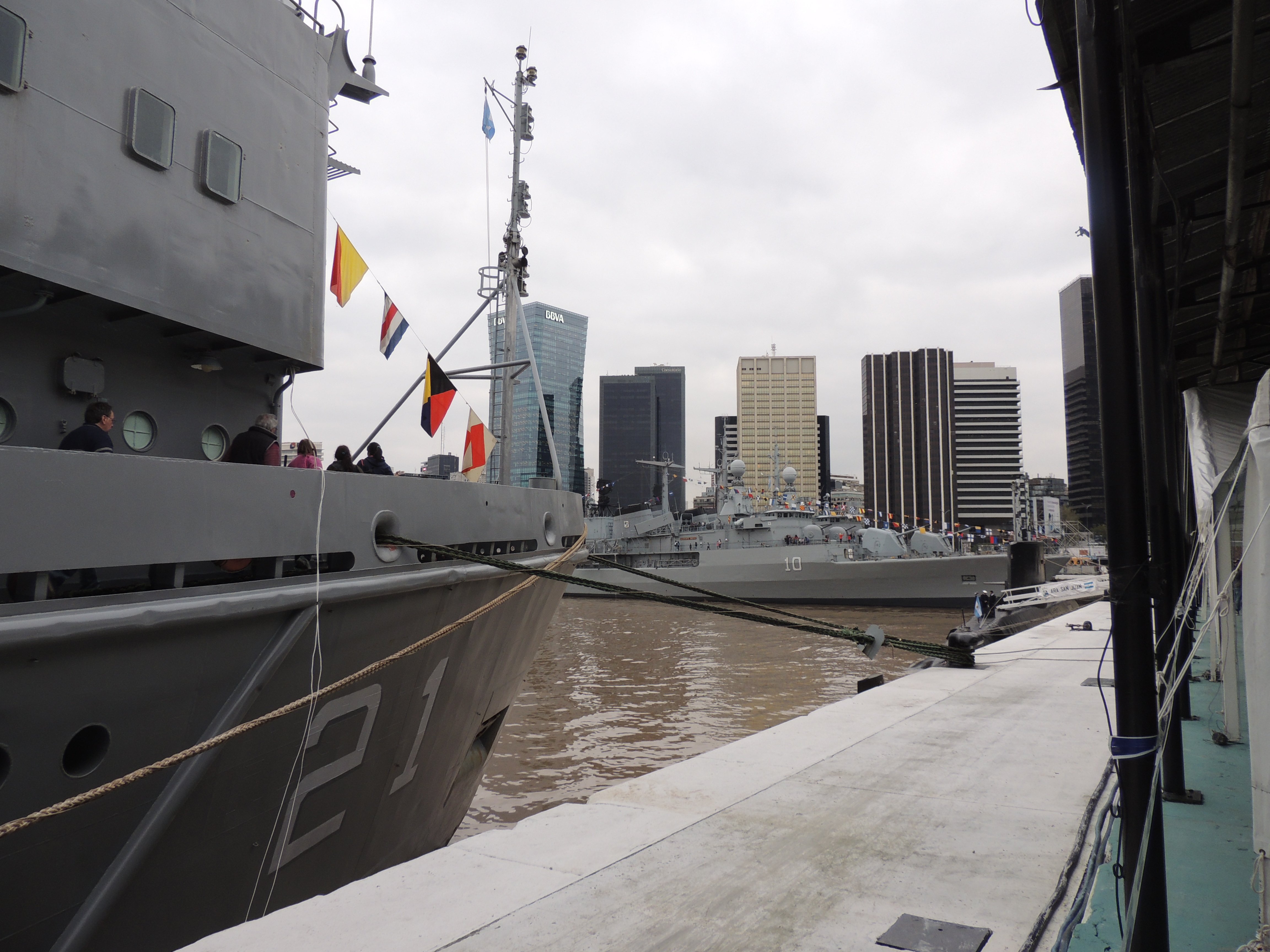 ARA San Juan submarine alongside Argentine naval vessels at Buenos Aires, May 2017