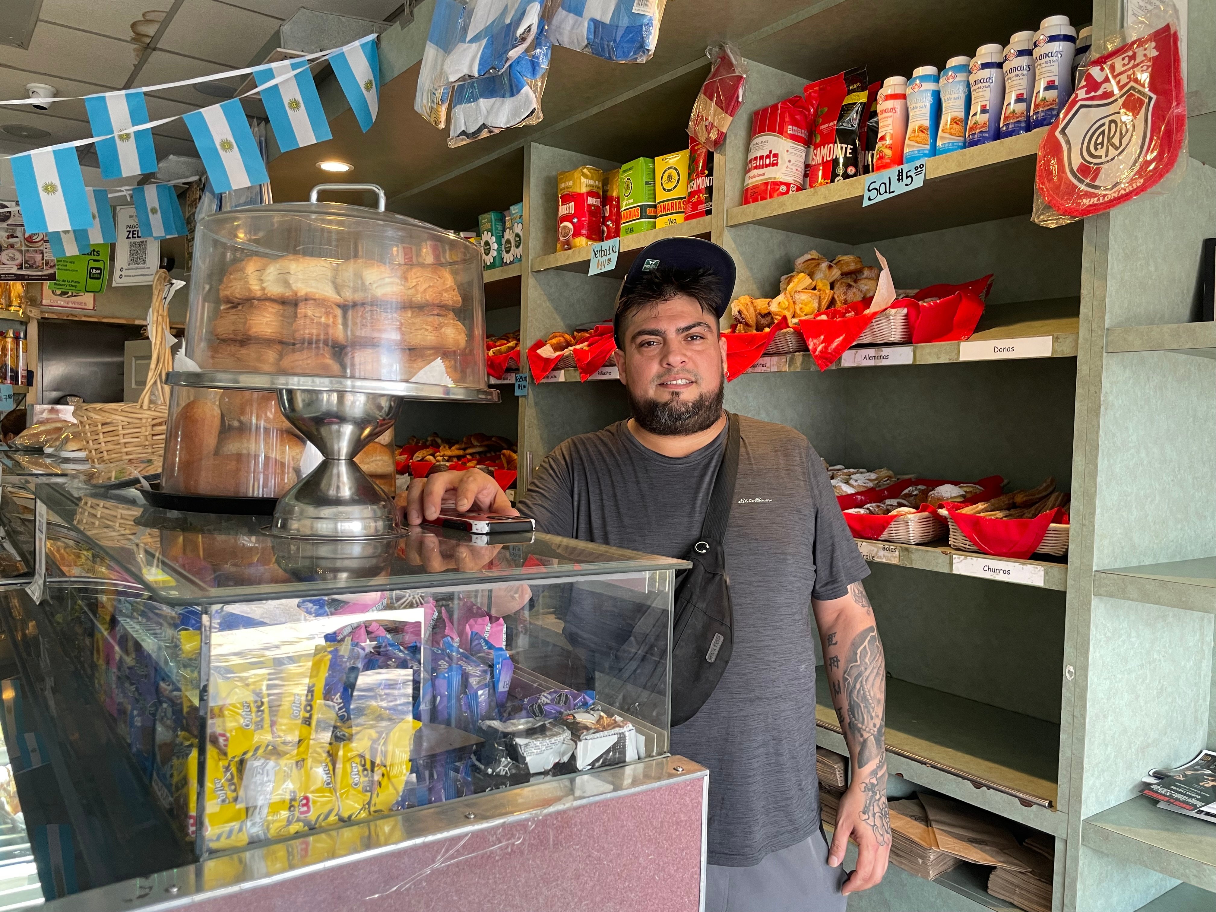 Argentina fan in Little Argentina neighborhood in Queens New York City ahead of 2026 World Cup Final