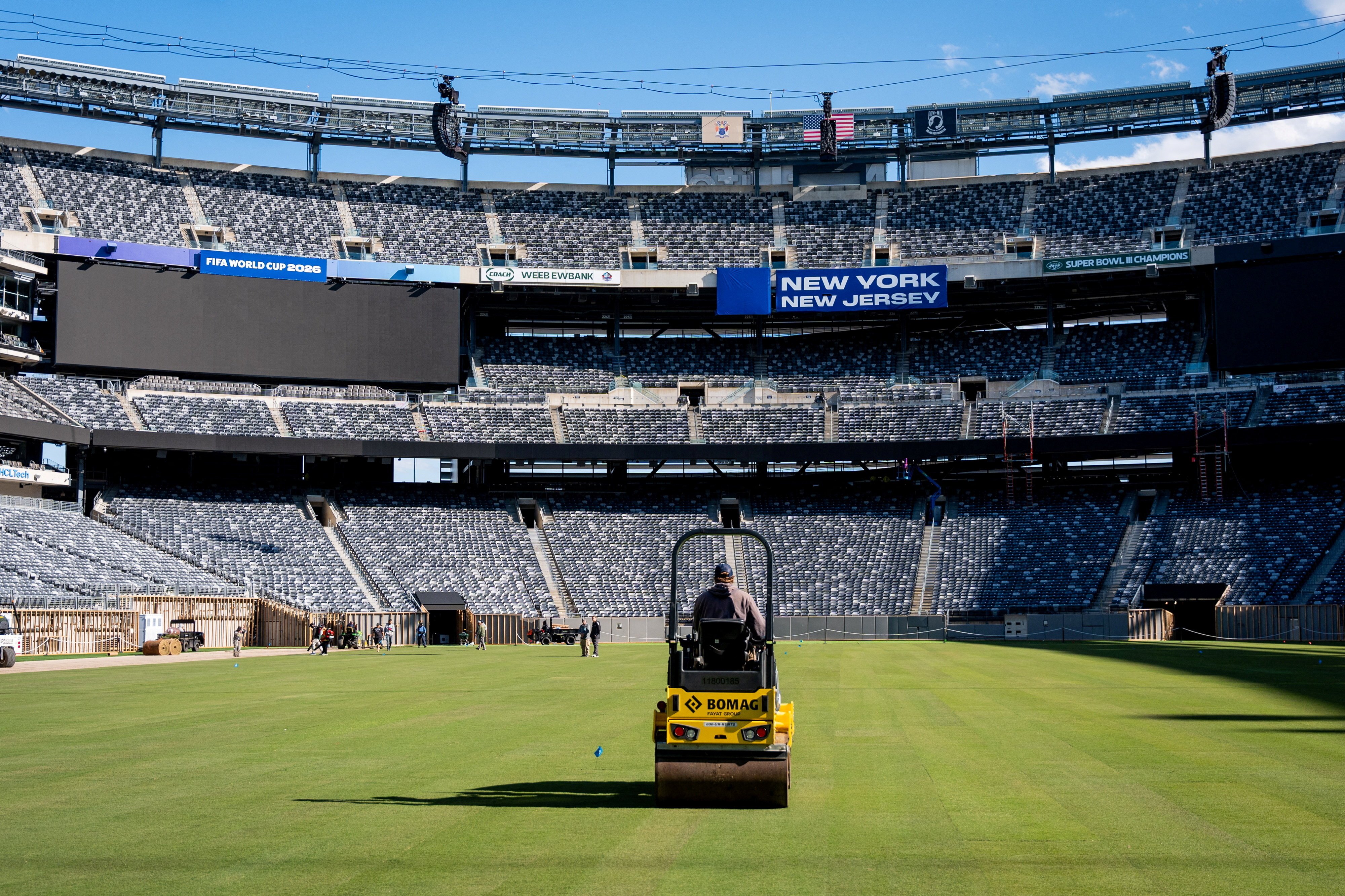 MetLife Stadium pitch preparation for 2026 FIFA World Cup final Argentina Spain
