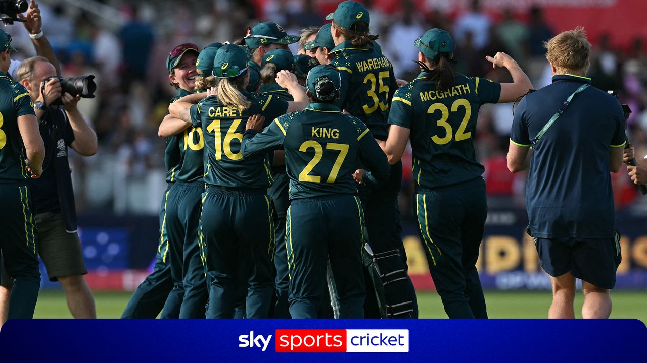 Australia players celebrate on the Lord's outfield after winning the Women's T20 World Cup Final