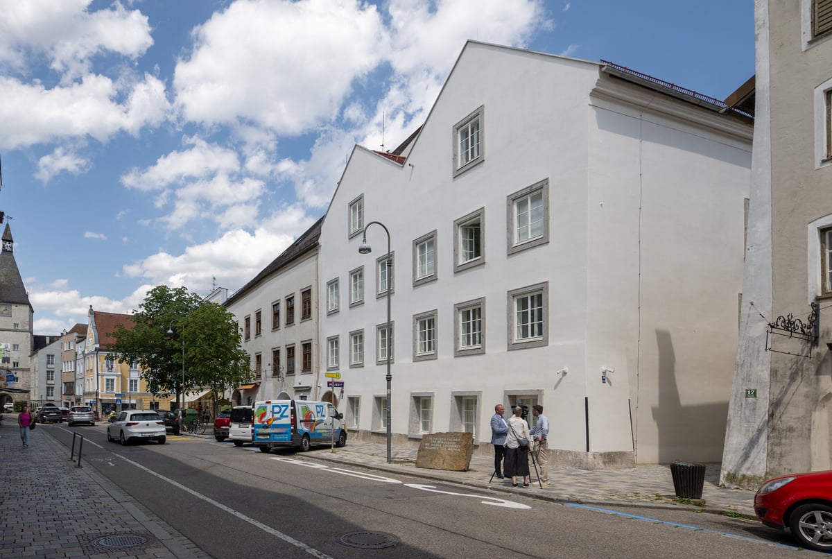 Exterior of Adolf Hitler's birthplace building in Braunau am Inn, Austria, now converted into a police station