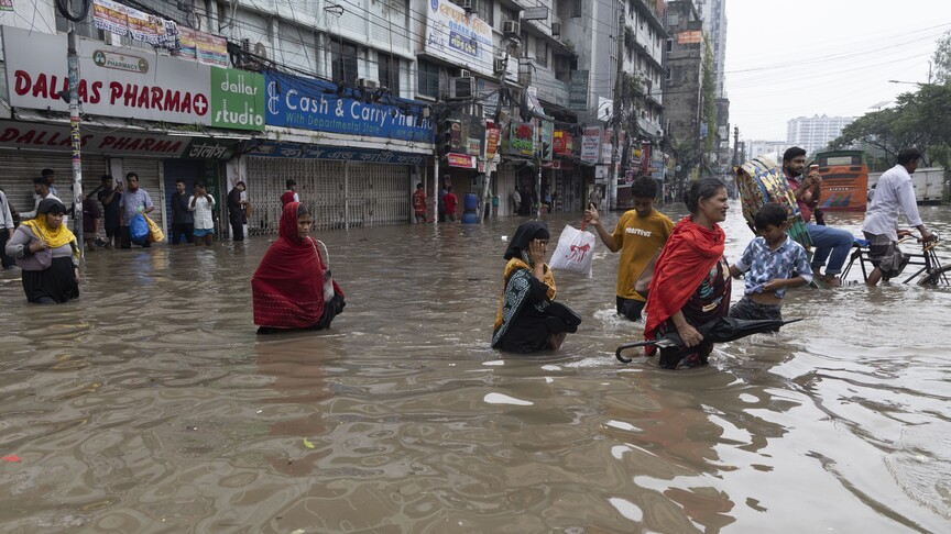 Floodwaters in Cox's Bazar Bangladesh where Rohingya refugees were killed in July 2026 monsoon flooding