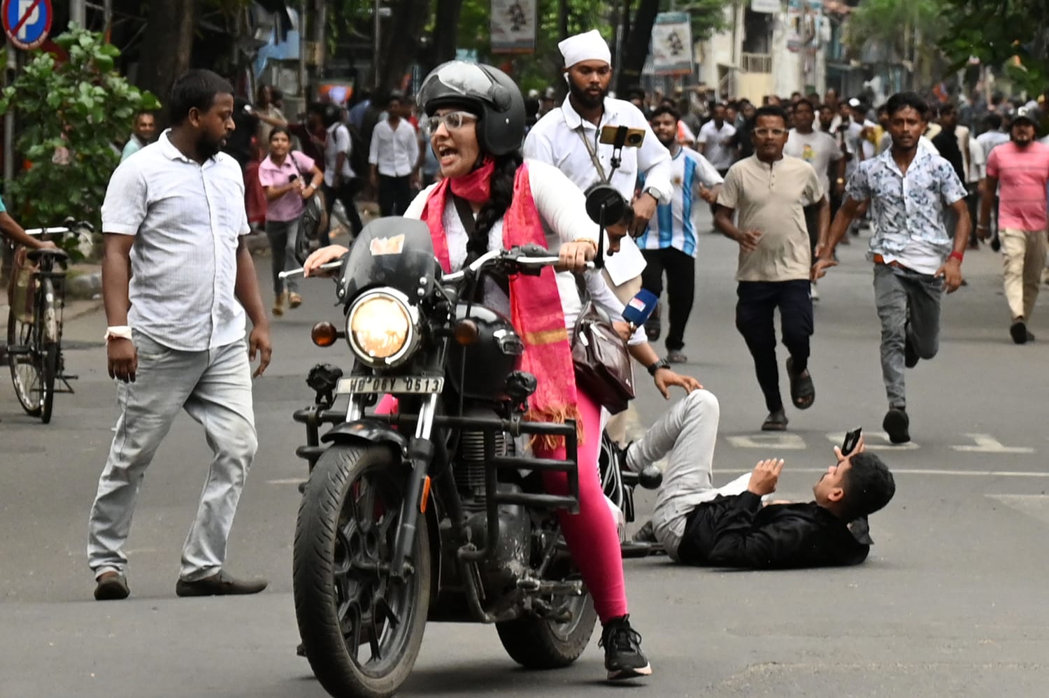 Demonstrators gather near police stations in Baruipur West Bengal after the murder of an 11-year-old girl