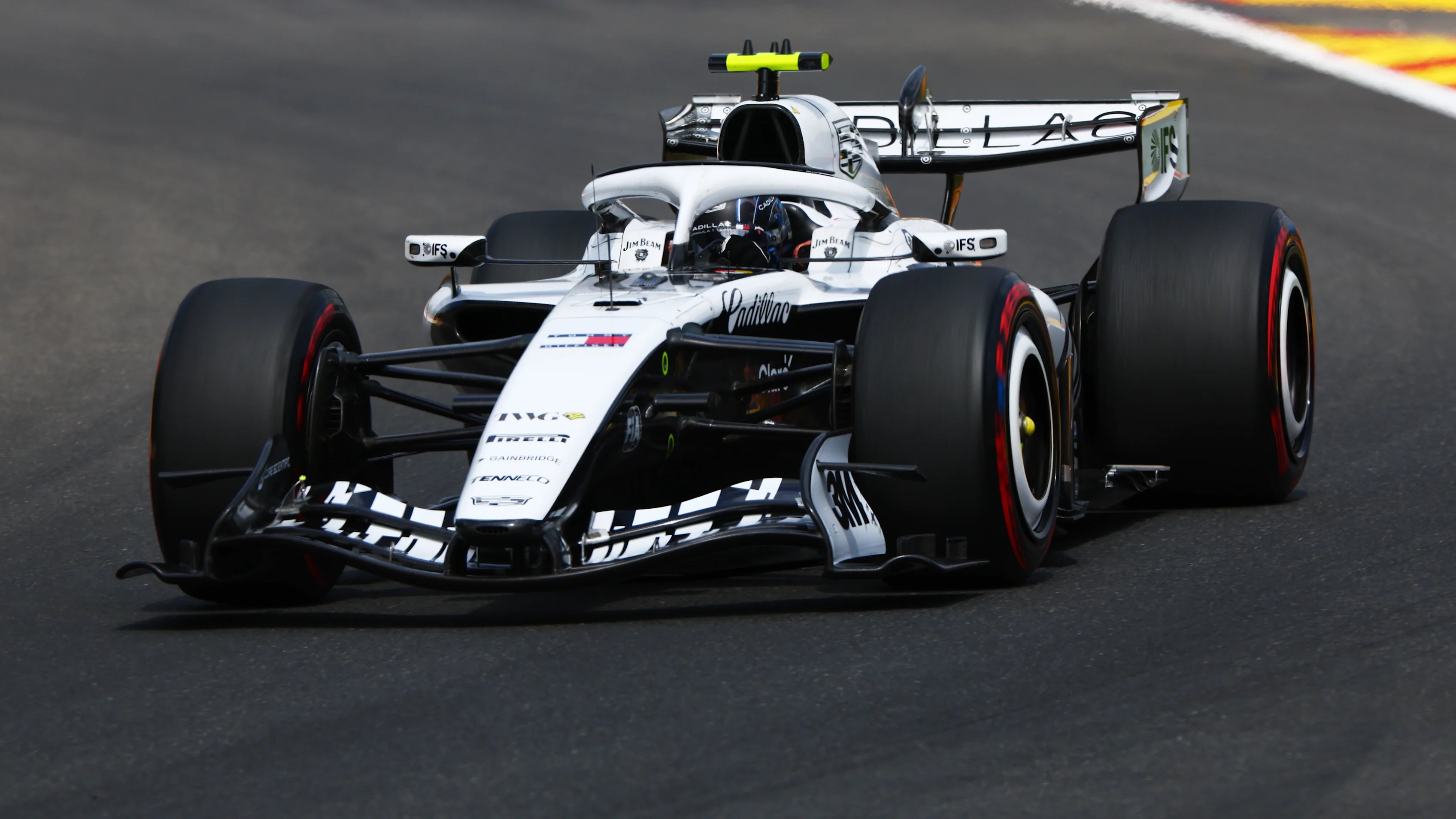 F1 cars racing at Spa-Francorchamps during 2026 Belgian Grand Prix qualifying session