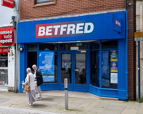 Betfred betting shop storefront in Swansea city centre, United Kingdom