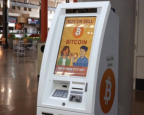 A Bitcoin ATM machine at Northgate Mall in San Rafael, California, February 2026