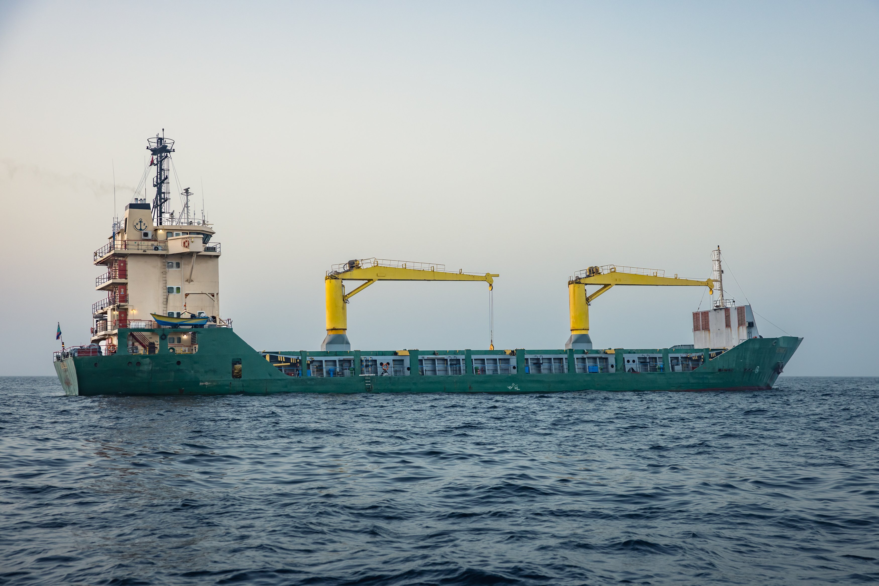 A cargo vessel anchored off the coast of Oman on June 23 amid maritime congestion at the Strait of Hormuz